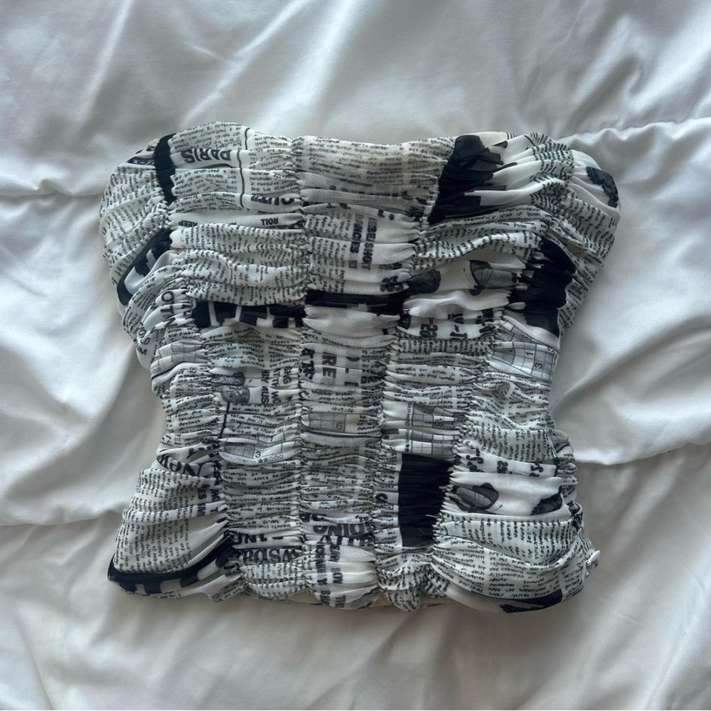 Zara newspaper corset tube top